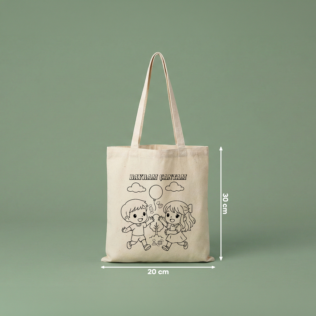 Boyanabilir Bayram Çantası (20x30cm) - 5 Farklı Tasarım (toplam 10 adet)