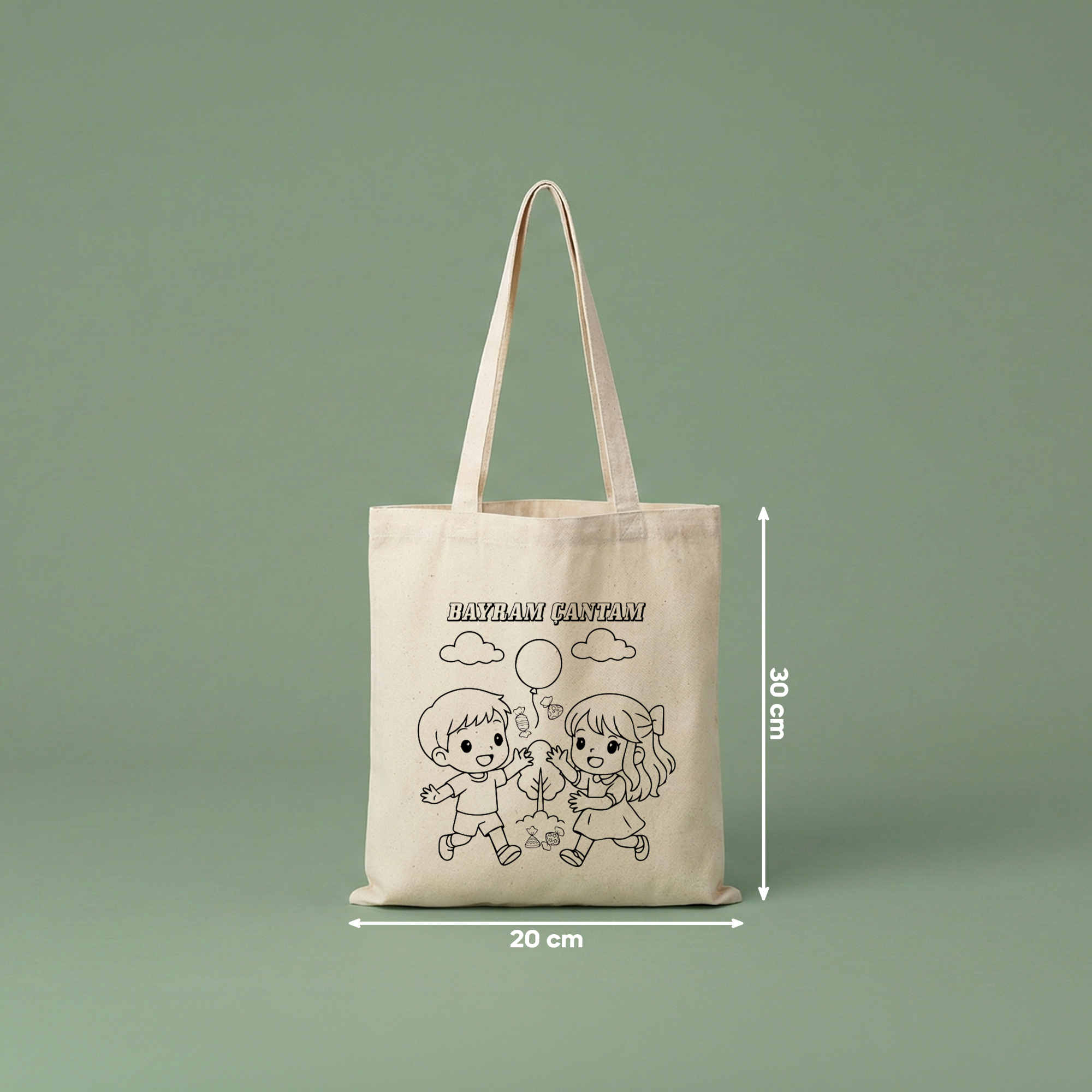 Boyanabilir Bayram Çantası (20x30cm) - 5 Farklı Tasarım (toplam 10 adet)