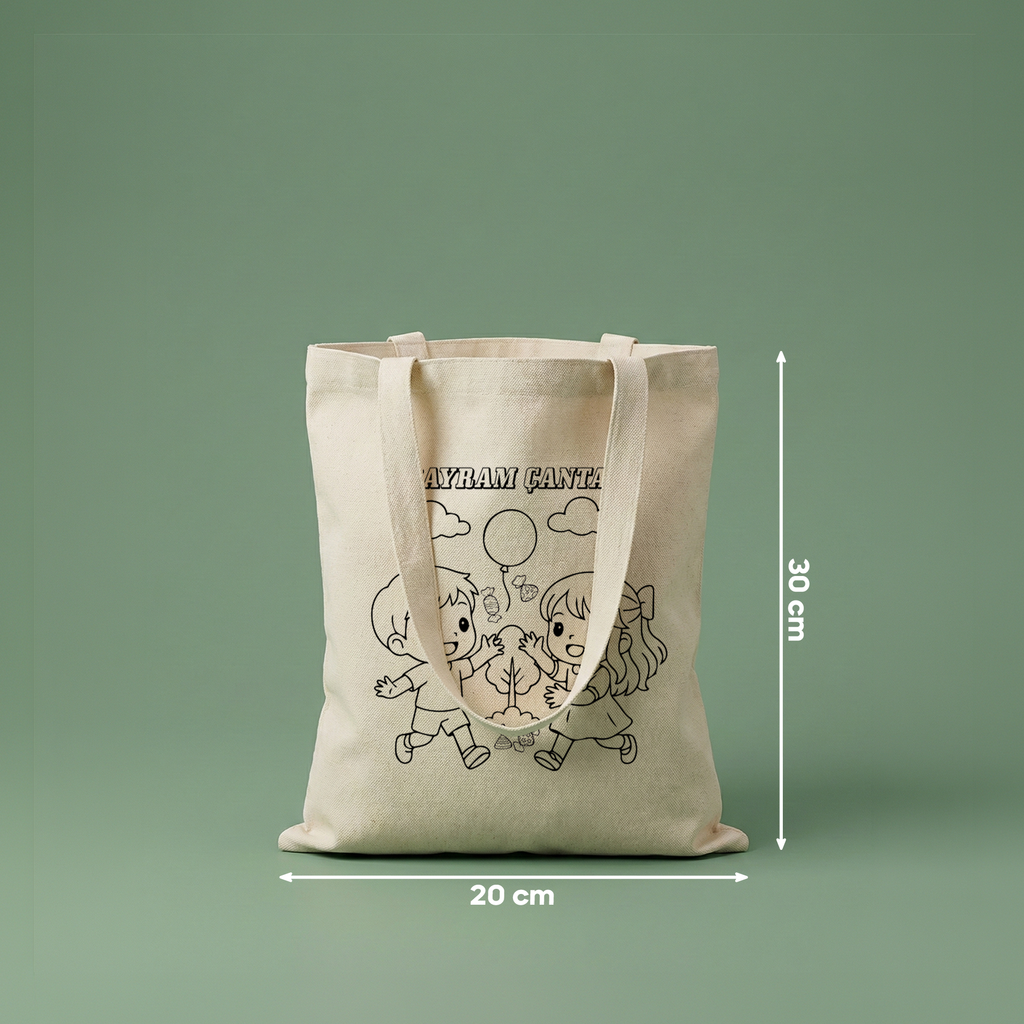 Boyanabilir Bayram Çantası (20x30cm) - 5 Farklı Tasarım (toplam 10 adet)