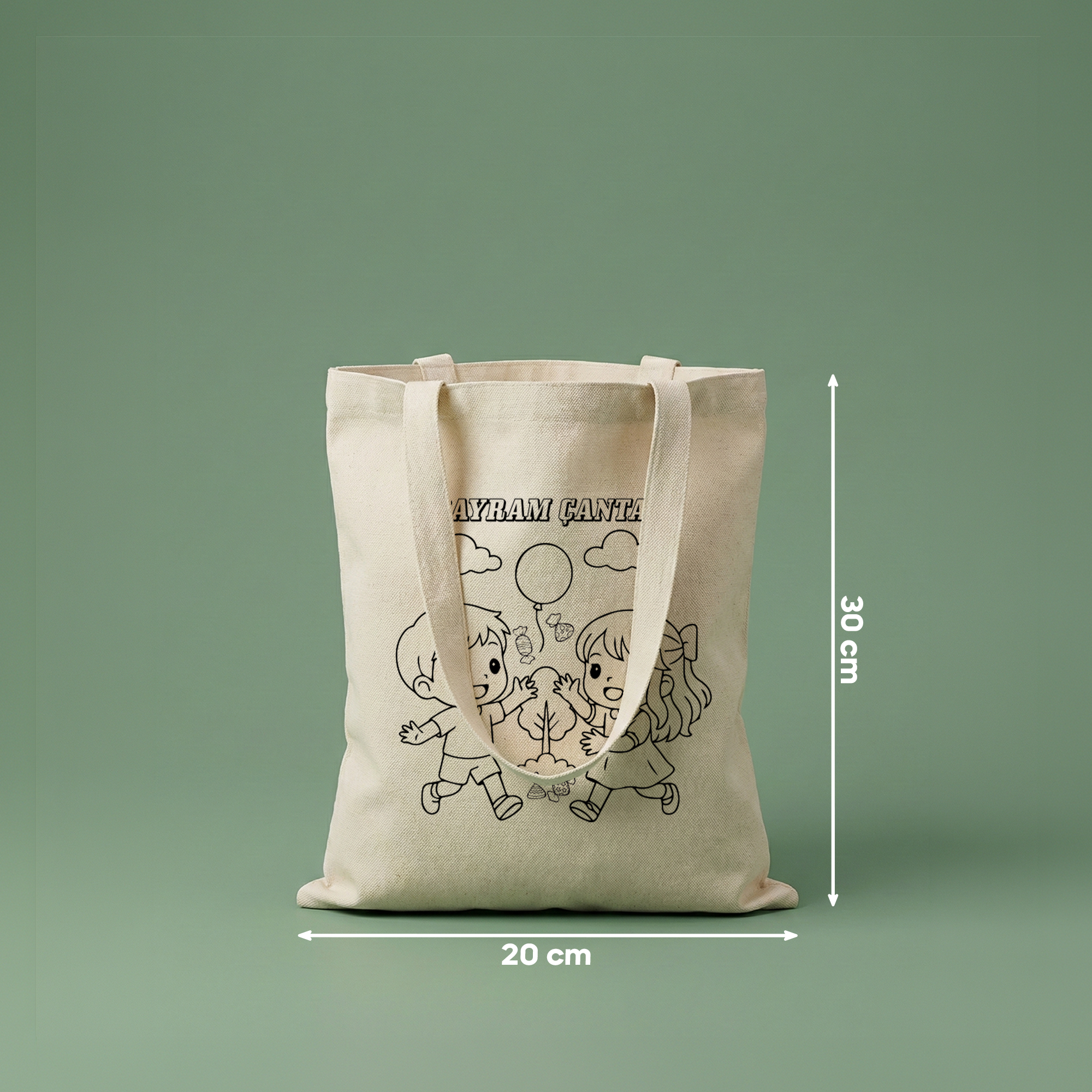 Boyanabilir Bayram Çantası (20x30cm) - 5 Farklı Tasarım (toplam 10 adet)