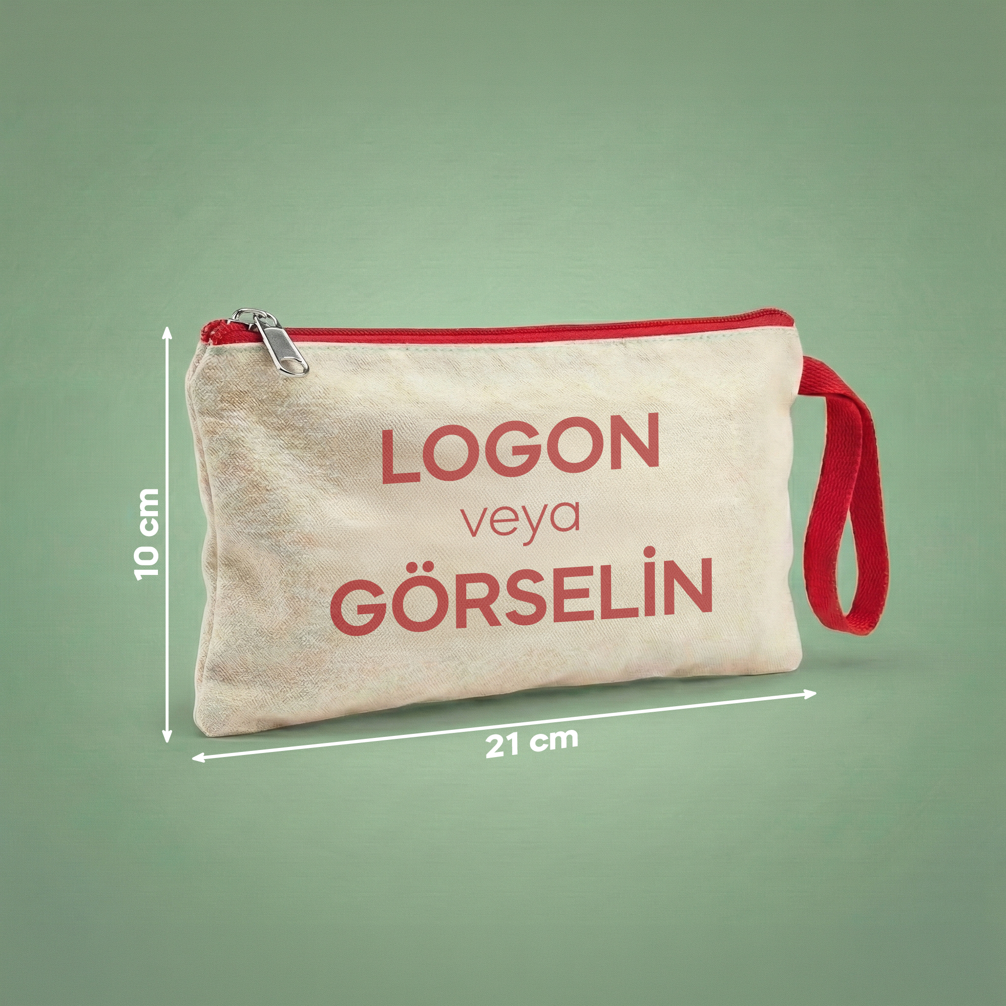 Kırmızı - Özelleştirilebilir Kanvas Clutch (21 x 10)