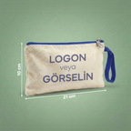 Lacivert - Özelleştirilebilir Kanvas Clutch (21 x 10)