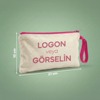 Pembe - Özelleştirilebilir Kanvas Clutch (21 x 10)