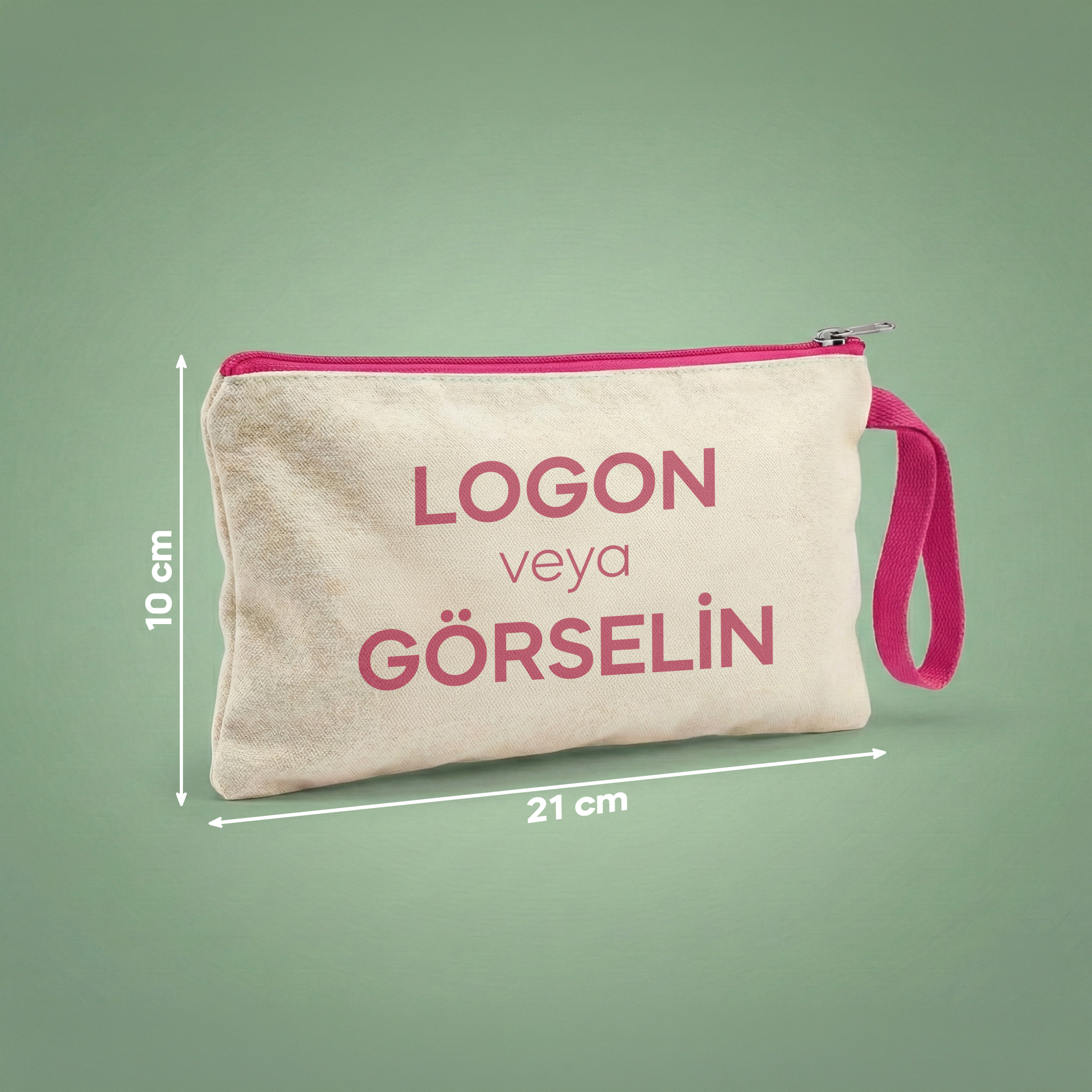 Pembe - Özelleştirilebilir Kanvas Clutch (21 x 10)