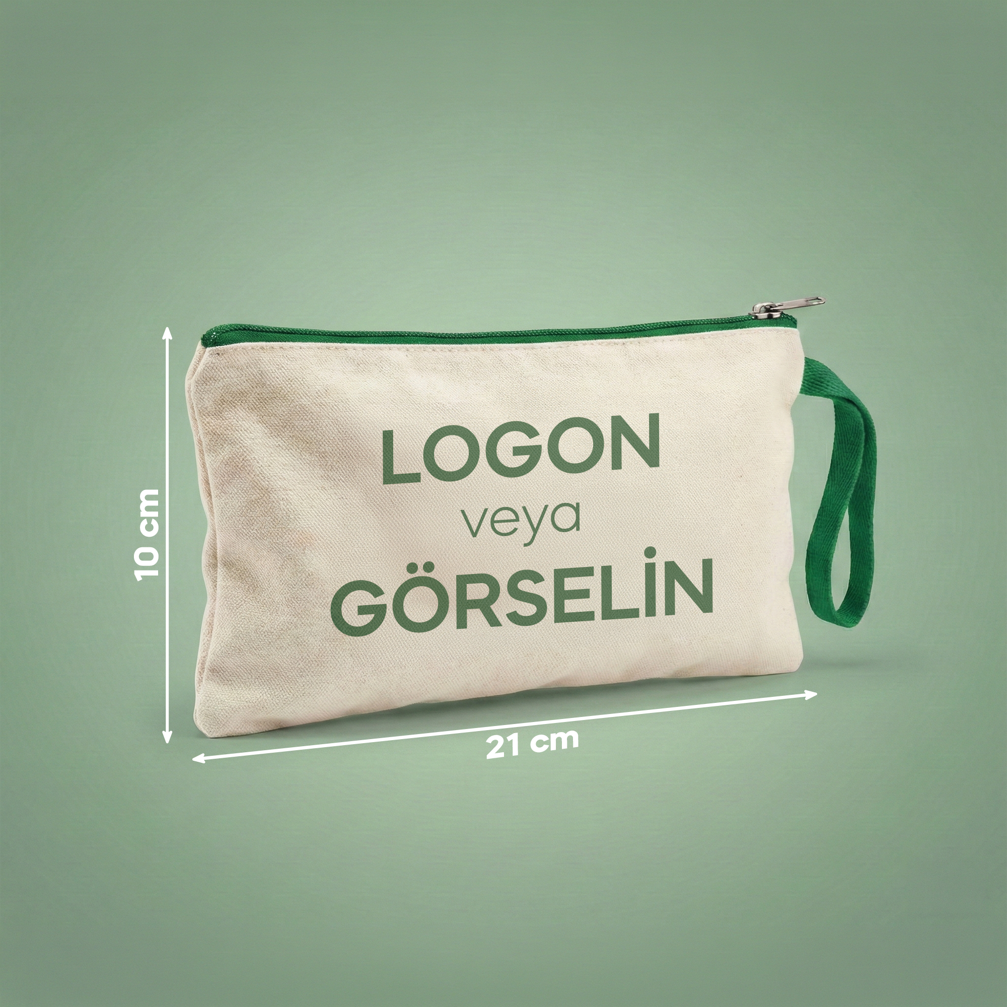 Yeşil - Özelleştirilebilir Kanvas Clutch (21 x 10)