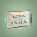 Açık Mavi - Özelleştirilebilir Kanvas Clutch (21 x 15)