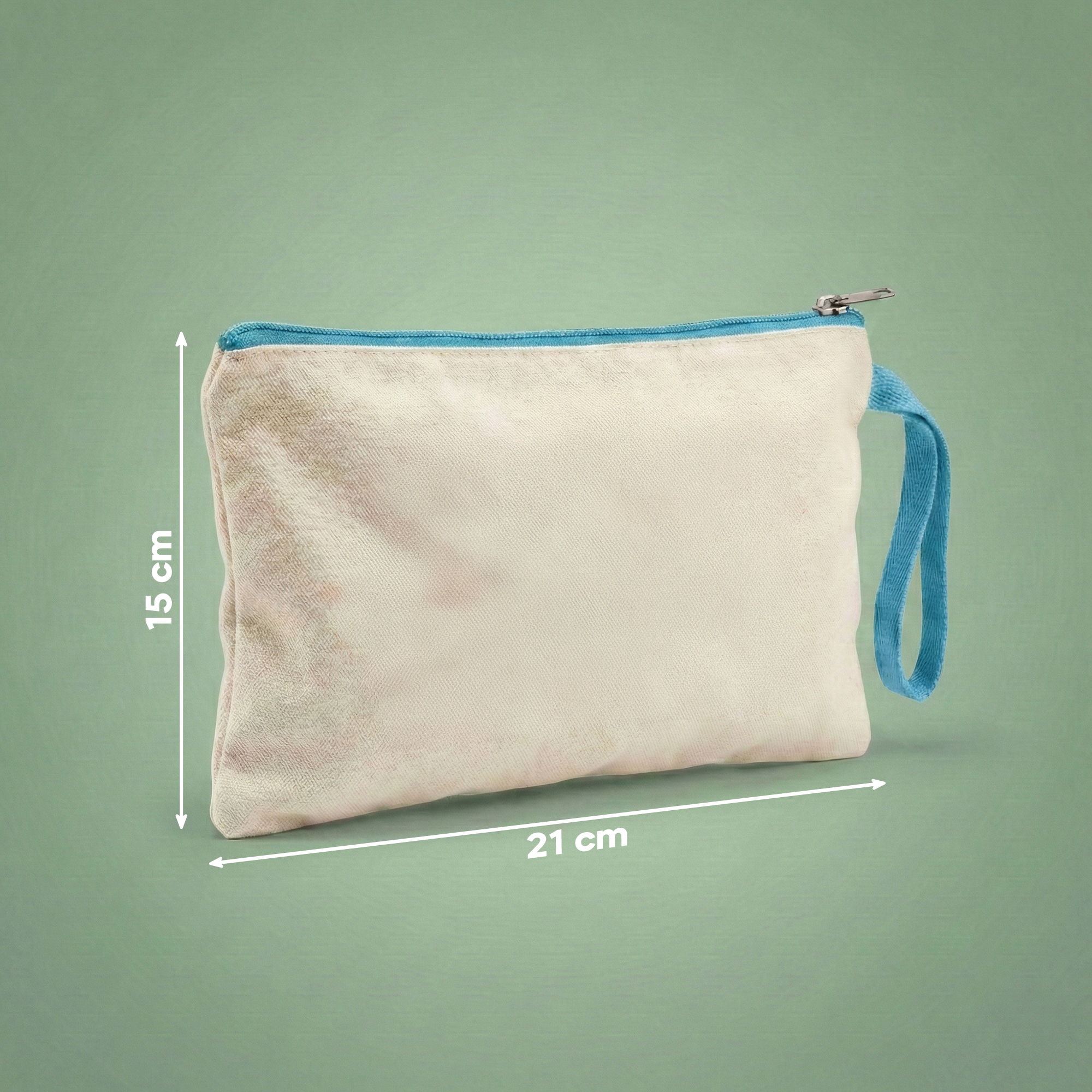 Açık Mavi Fermuarlı - Kanvas Clutch (21 x 15)