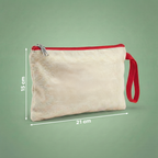 Kırmızı Fermuarlı - Kanvas Clutch (21 x 15)