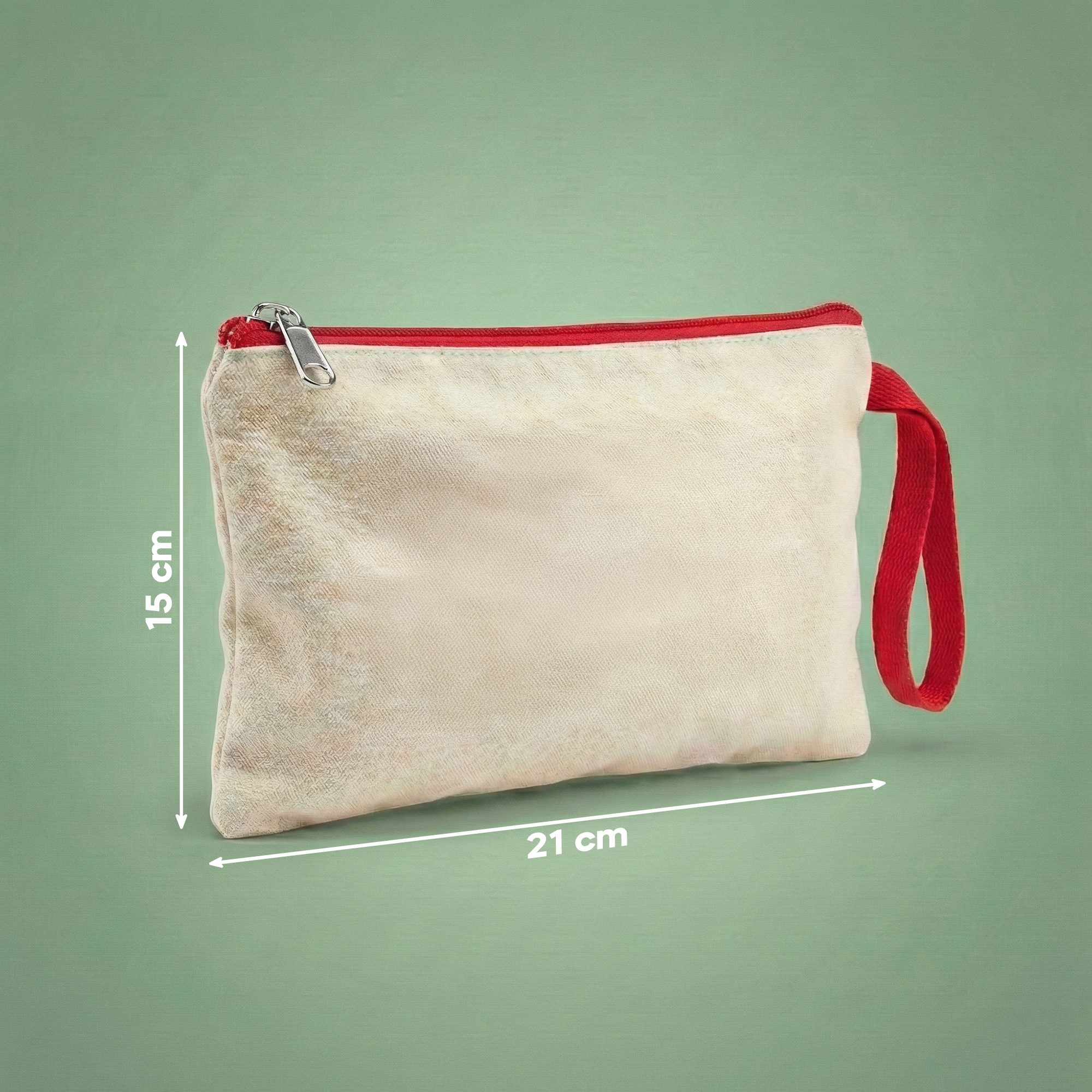 Kırmızı Fermuarlı - Kanvas Clutch (21 x 15)