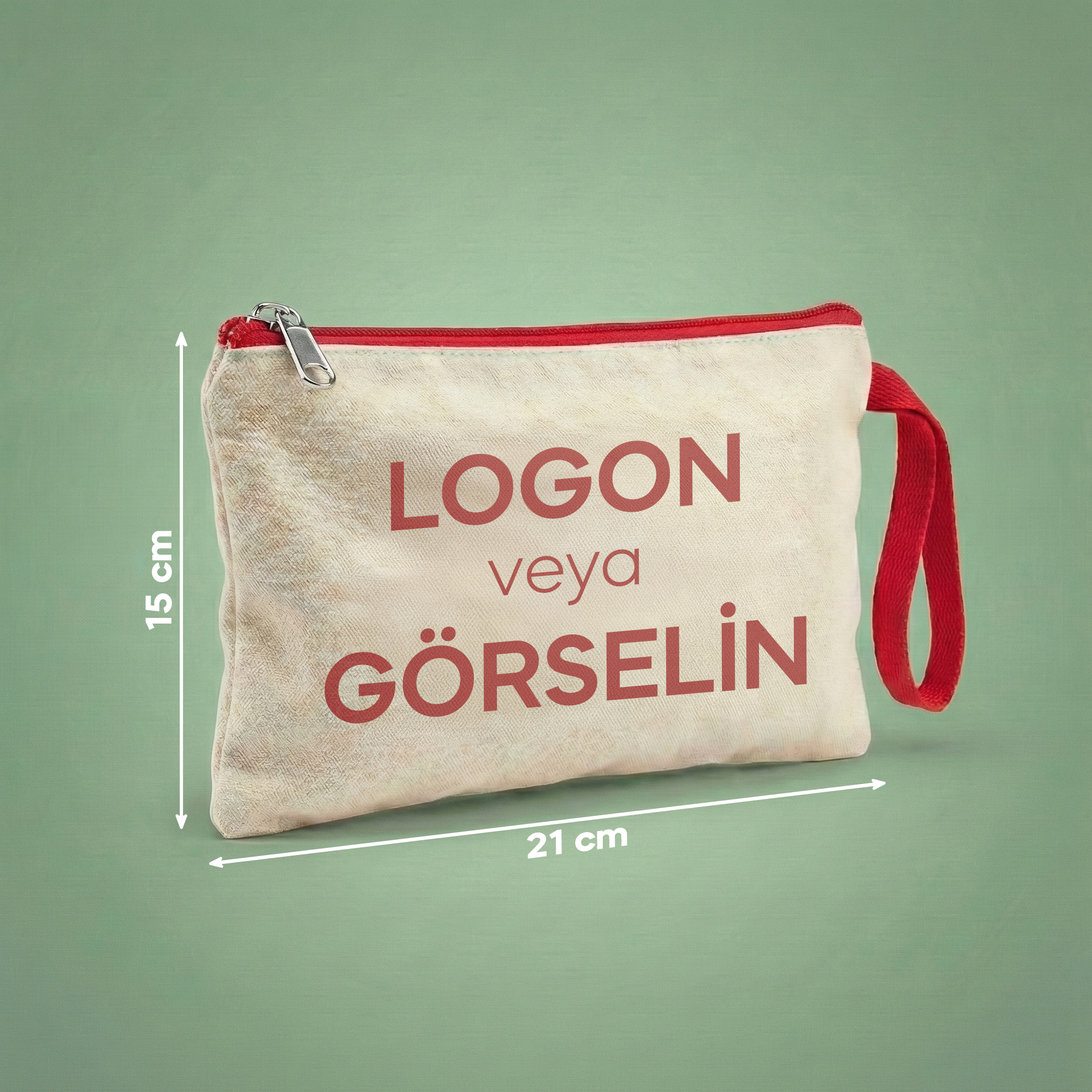 Kırmızı - Özelleştirilebilir Kanvas Clutch (21 x 15)