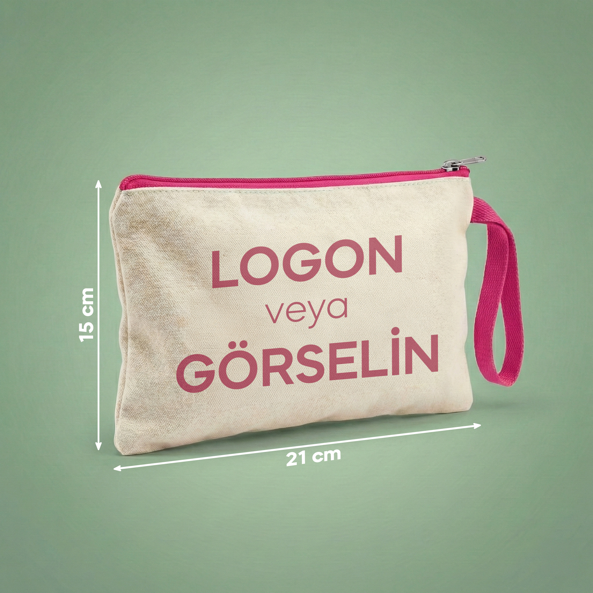 Pembe - Özelleştirilebilir Kanvas Clutch (21 x 15)