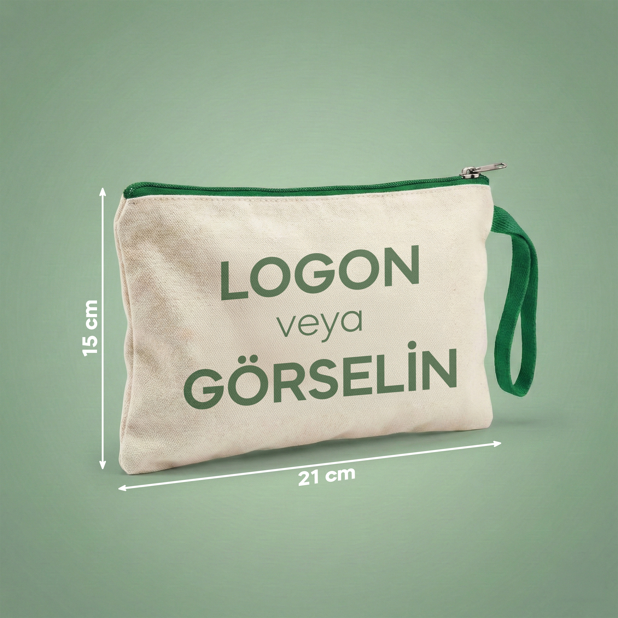 Yeşil - Özelleştirilebilir Kanvas Clutch (21 x 15)