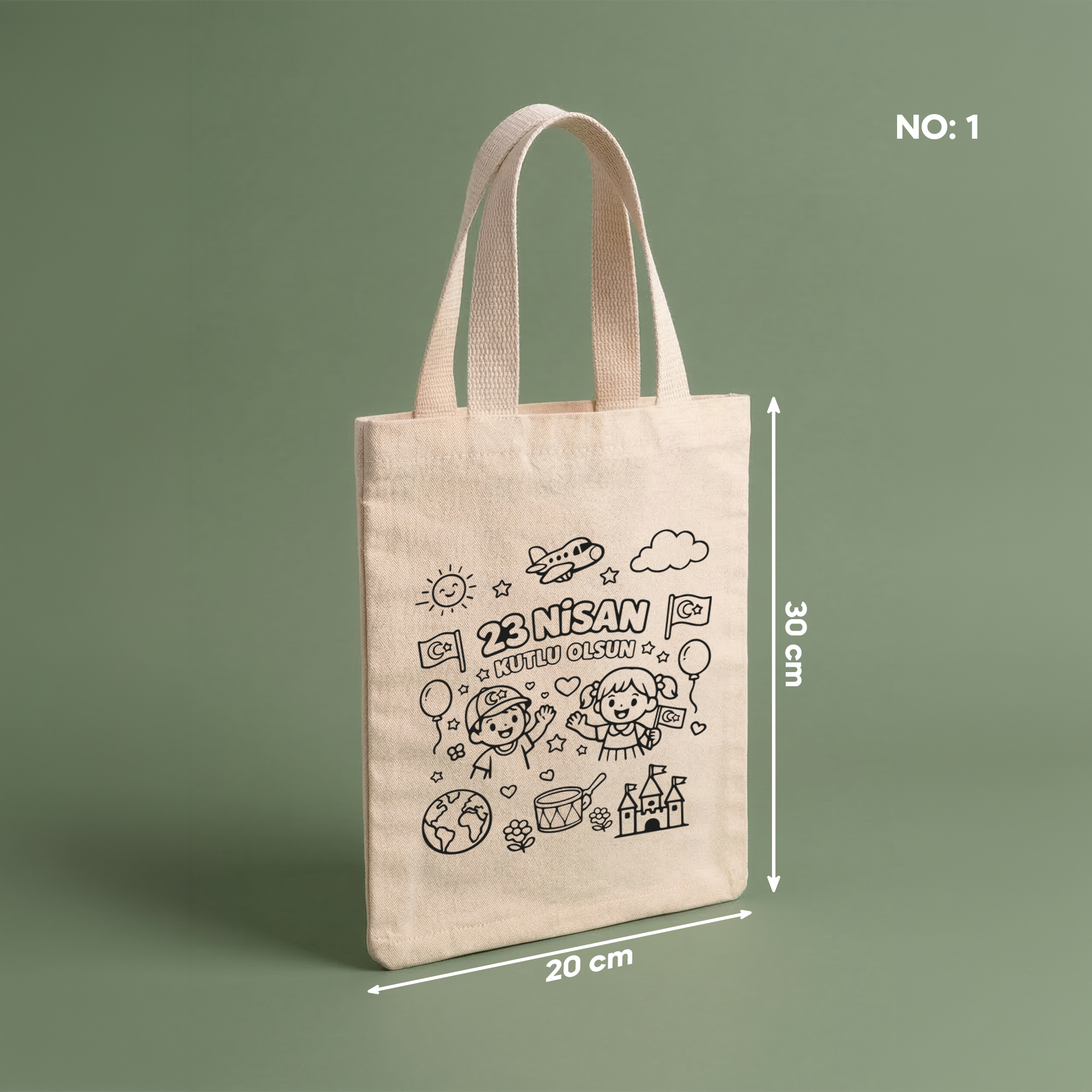 Boyanabilir 23 Nisan Çantası - NO: 1 — "23 Nisan Kutlu Olsun" Bayram Şenliği Tasarımı