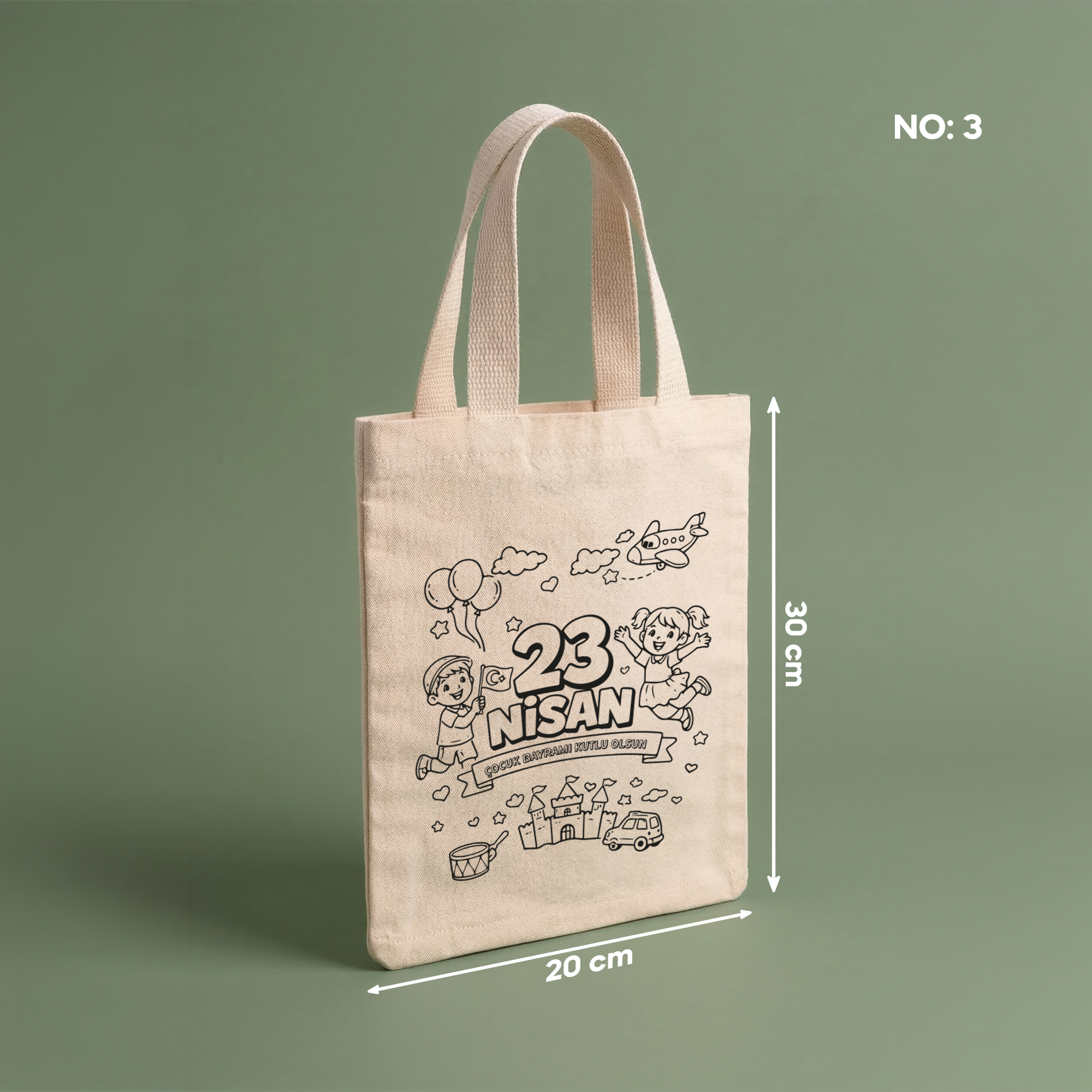 Boyanabilir 23 Nisan Çantası - NO: 3 — "23 Nisan Çocuk Bayramı" Büyük Kutlama Sahnesi Tasarımı