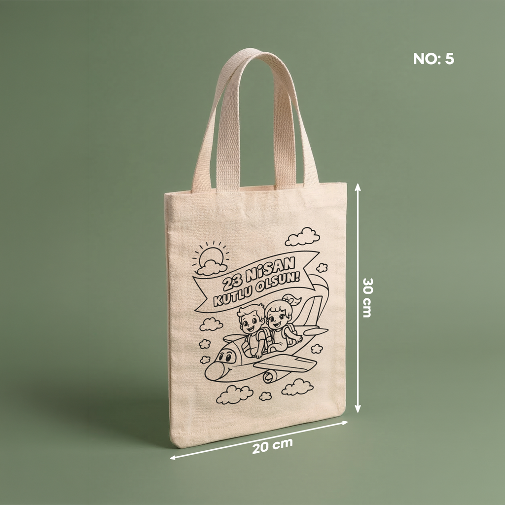Boyanabilir 23 Nisan Çantası - NO: 5 — "23 Nisan Kutlu Olsun!" Uçak Tasarımı