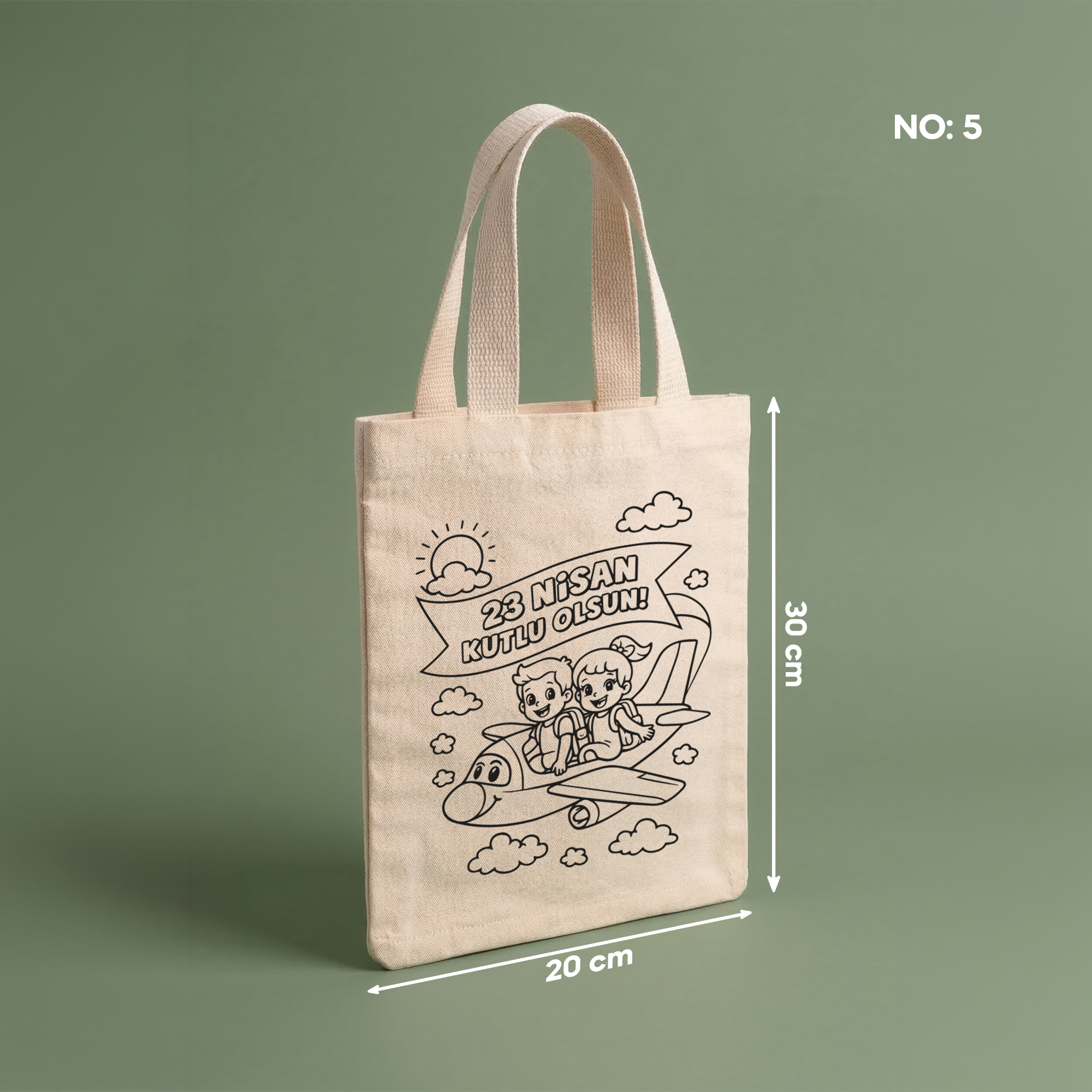 Boyanabilir 23 Nisan Çantası - NO: 5 — "23 Nisan Kutlu Olsun!" Uçak Tasarımı