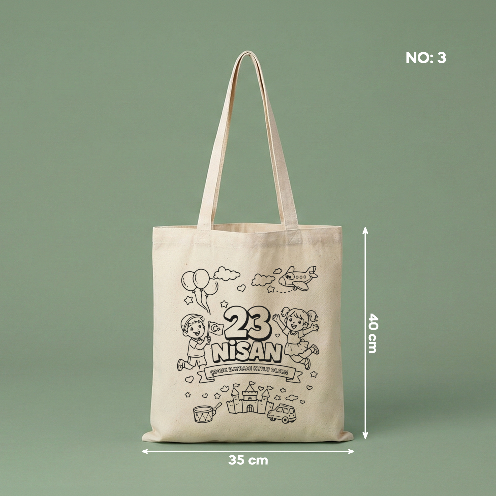 Boyanabilir 23 Nisan Çantası - NO: 3 — "23 Nisan Çocuk Bayramı" Büyük Kutlama Sahnesi Tasarımı