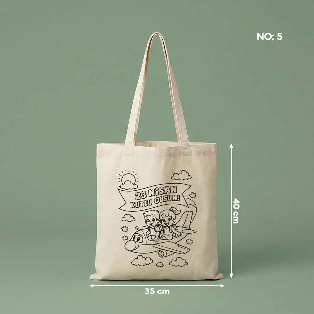 Boyanabilir 23 Nisan Çantası - NO: 5 — "23 Nisan Kutlu Olsun!" Uçak Tasarımı