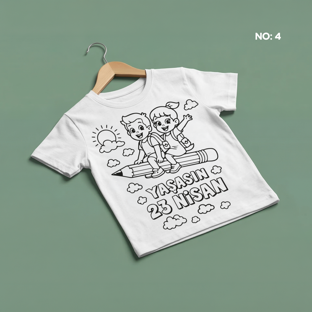 Boyanabilir 23 Nisan Tişört - NO: 4 - Yasasin 23 Nisan
