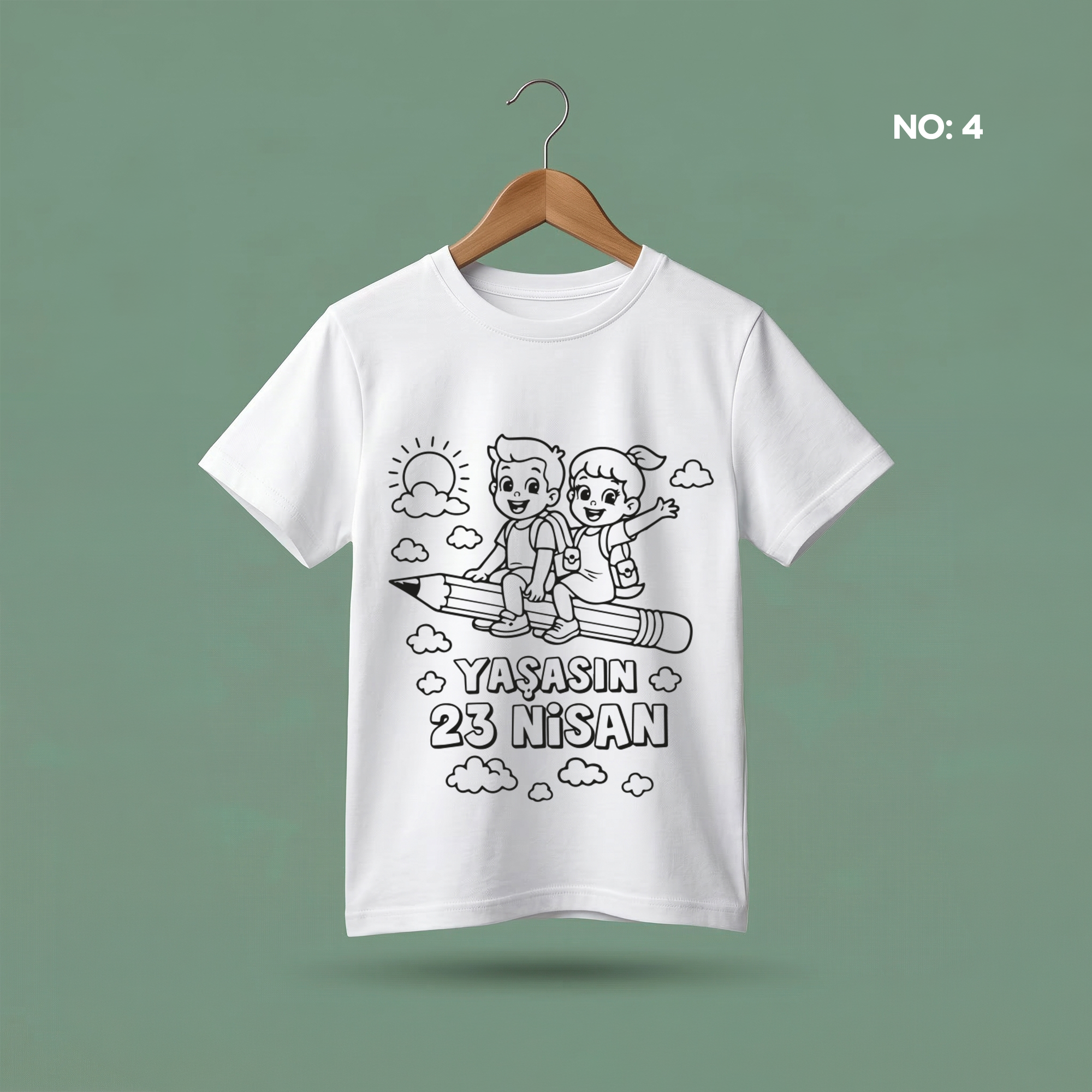 Boyanabilir 23 Nisan Tişört - NO: 4 - Yasasin 23 Nisan
