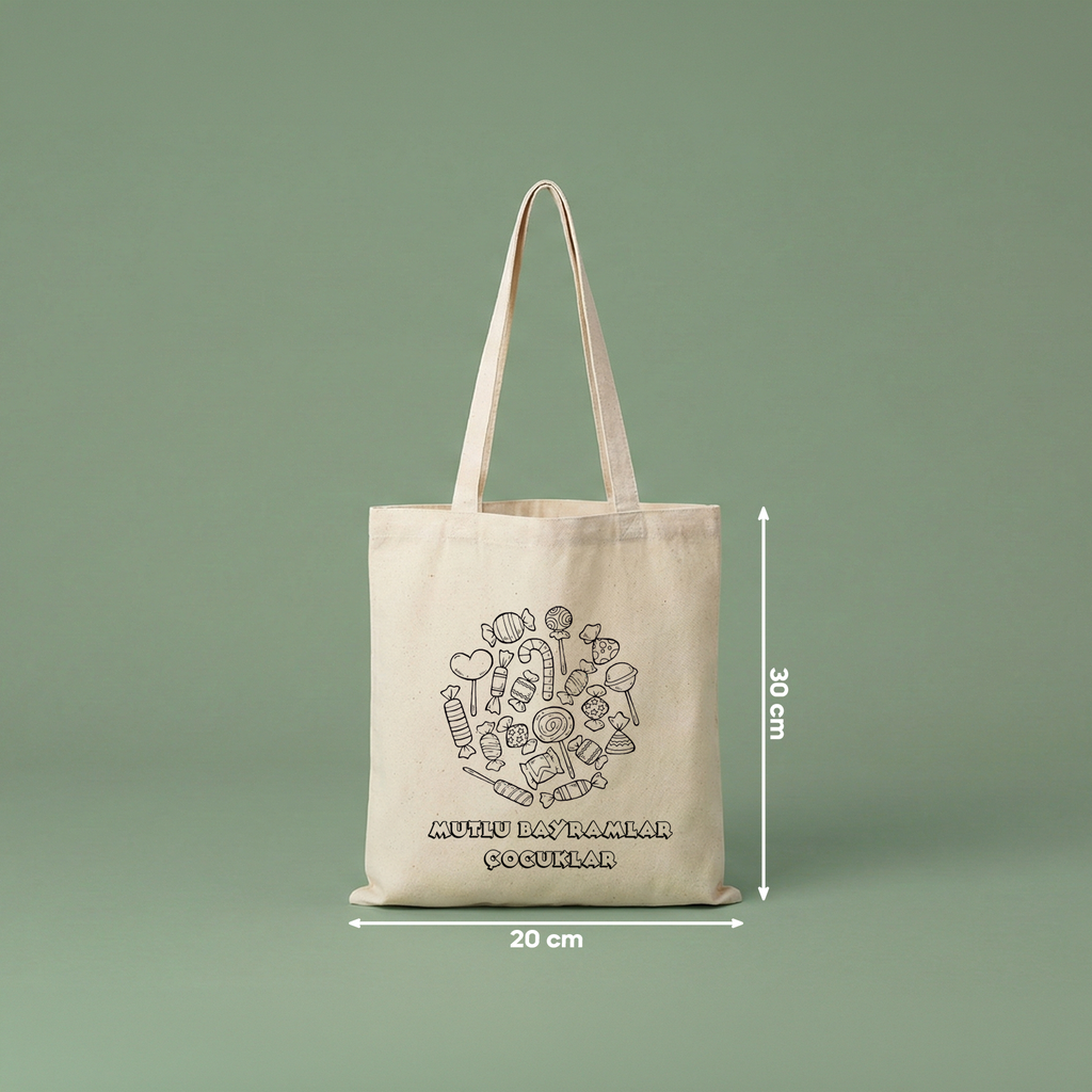 Boyanabilir Bayram Çantası (20x30cm) - 5 Farklı Tasarım (toplam 10 adet)