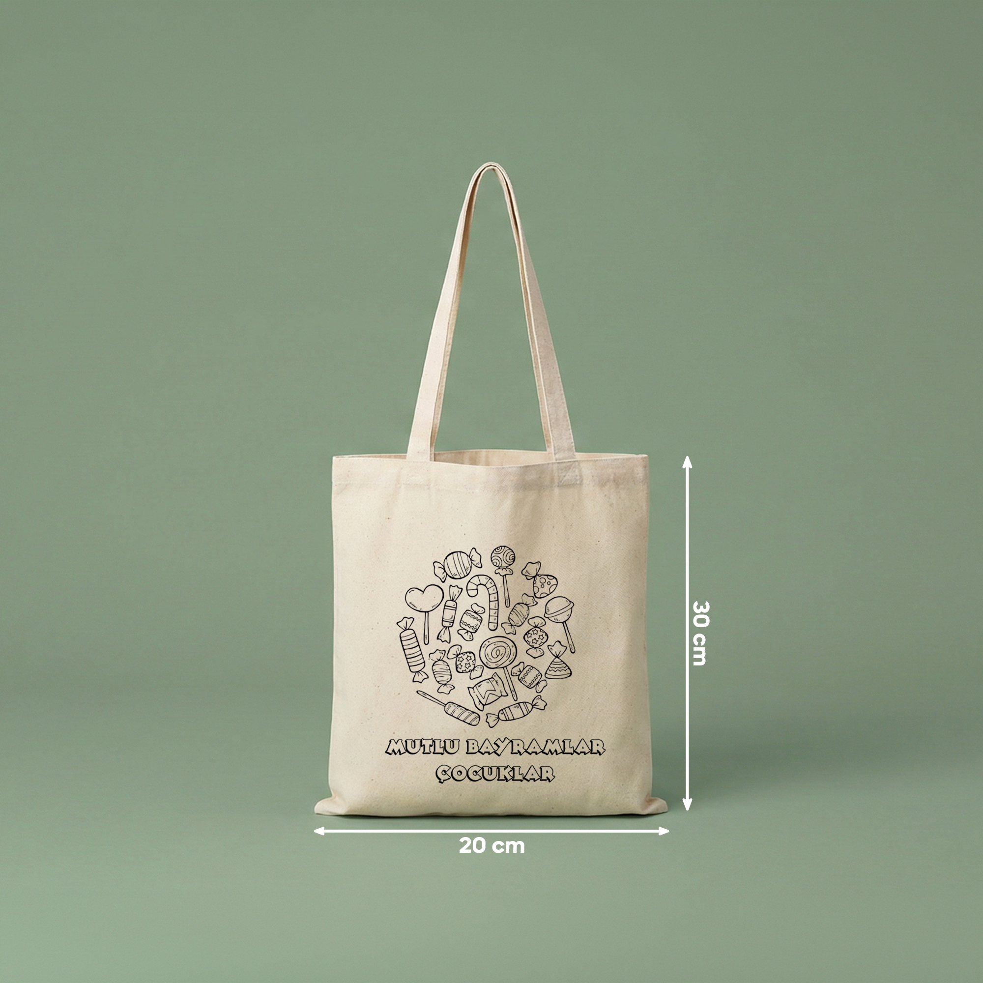 Boyanabilir Bayram Çantası (20x30cm) - 5 Farklı Tasarım (toplam 10 adet)