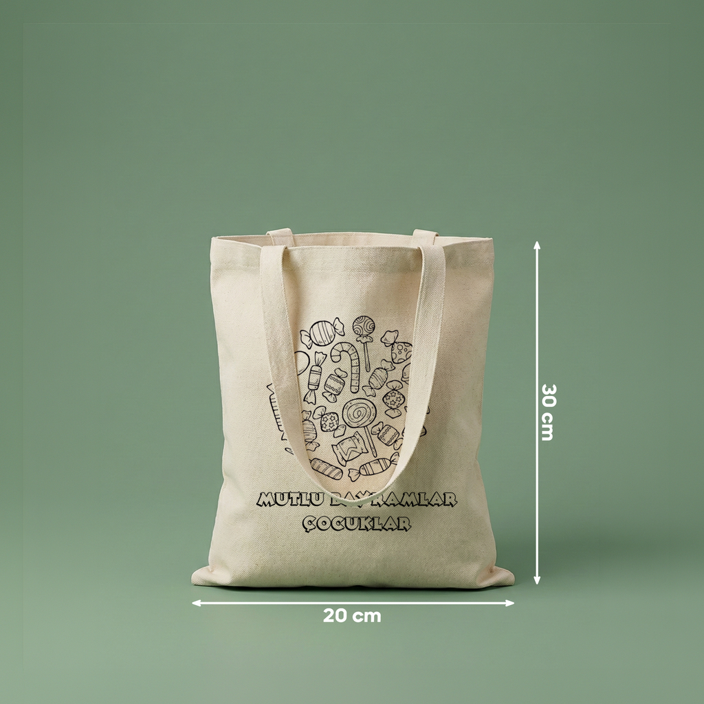 Boyanabilir Bayram Çantası (20x30cm) - 5 Farklı Tasarım (toplam 10 adet)