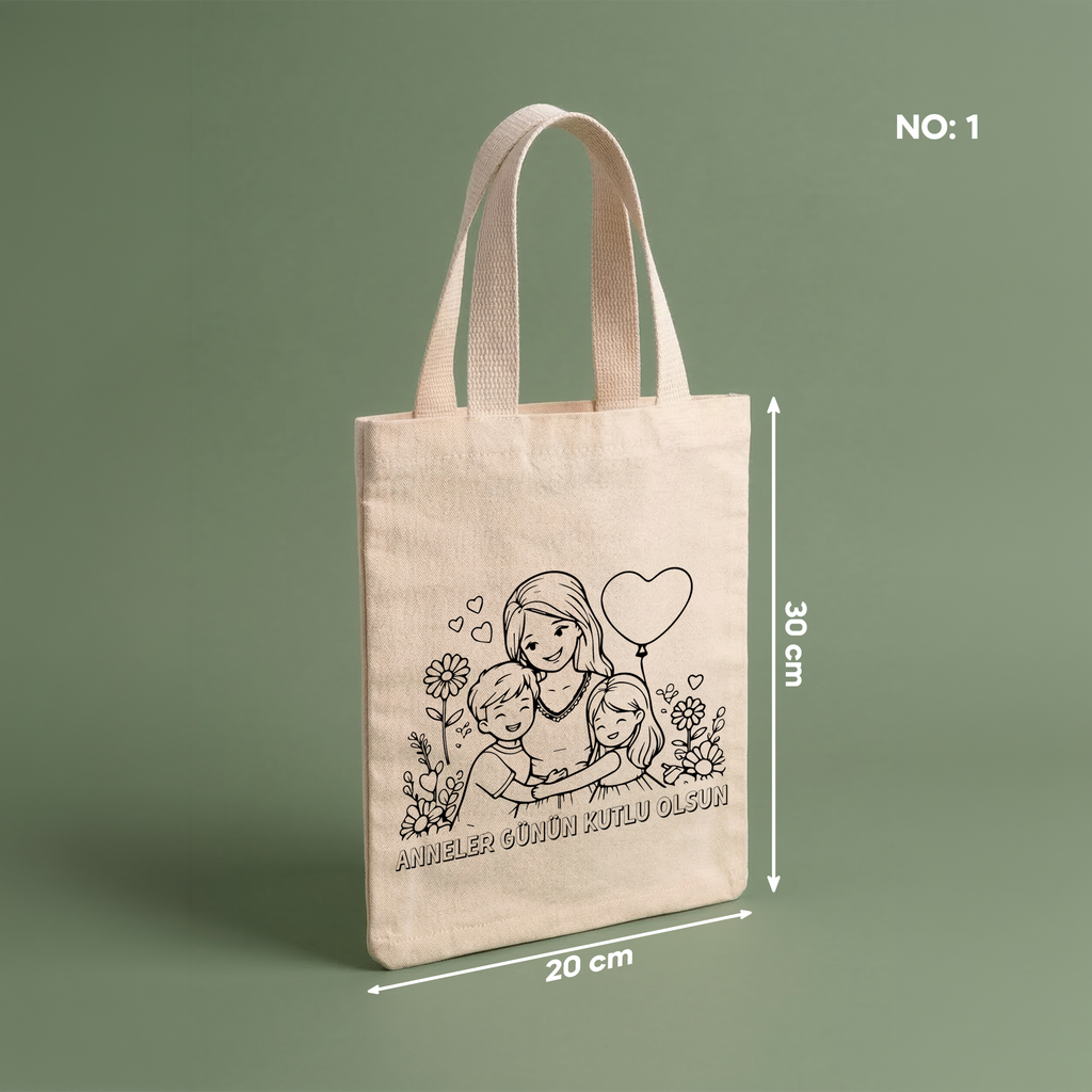 Boyanabilir Anneler Günü Çantası - NO: 1 — "Anneler Günün Kutlu Olsun" Tasarımı