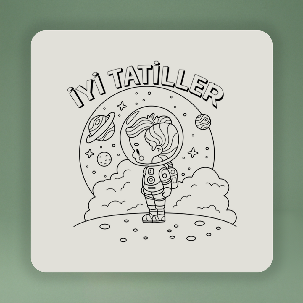 Boyanabilir İyi Tatiller Çanta - Astronot - No:3