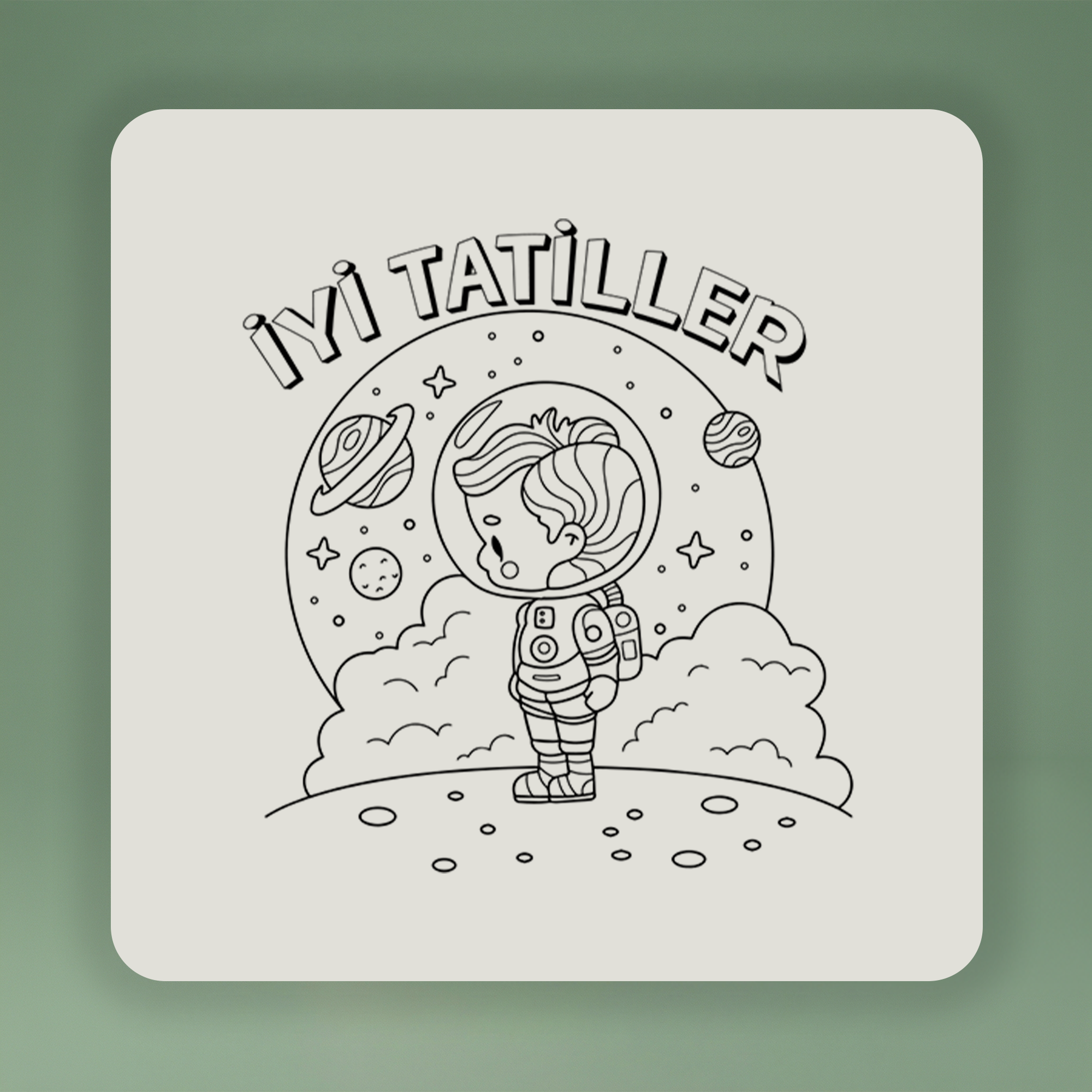 Boyanabilir İyi Tatiller Çanta - Astronot - No:3