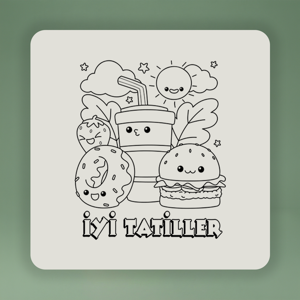 Boyanabilir İyi Tatiller Çanta - Kawaii Yiyecekler - No:7