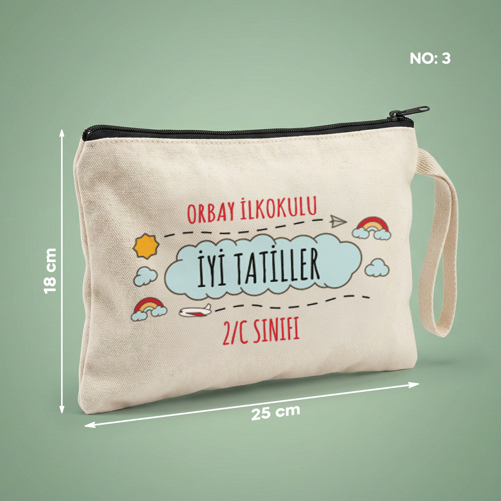 Karne Hediyesi Clutch Çanta - Okul İsimli İyi Tatiller - No:3
