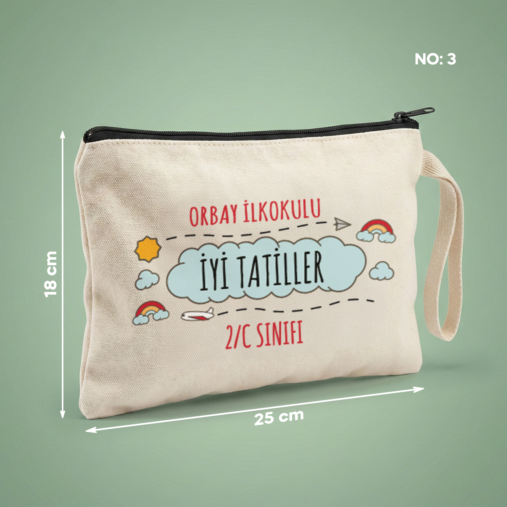 Karne Hediyesi Clutch Çanta - Okul İsimli İyi Tatiller - No:3