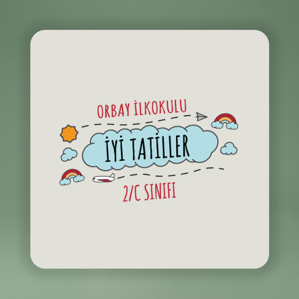 Karne Hediyesi Clutch Çanta - Okul İsimli İyi Tatiller - No:3