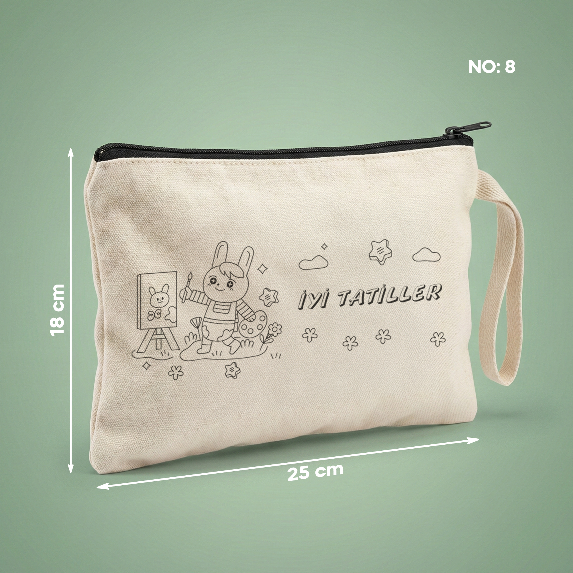 Boyanabilir İyi Tatiller Clutch - Ressam Tavşan - No:8