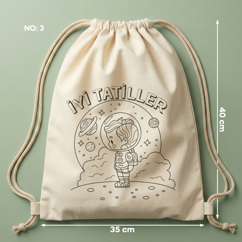 Boyanabilir İyi Tatiller Çanta - Astronot - No:3
