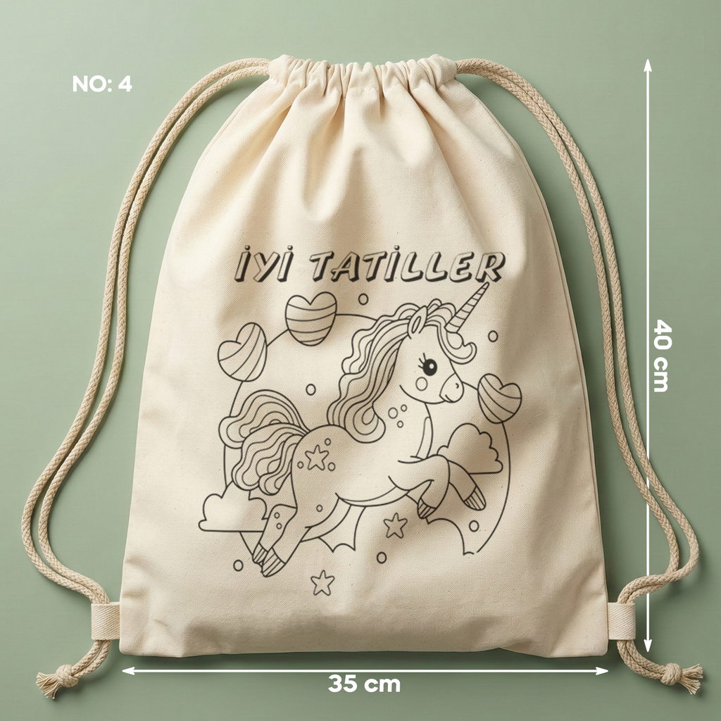 Boyanabilir İyi Tatiller Çanta - Unicorn - No:4