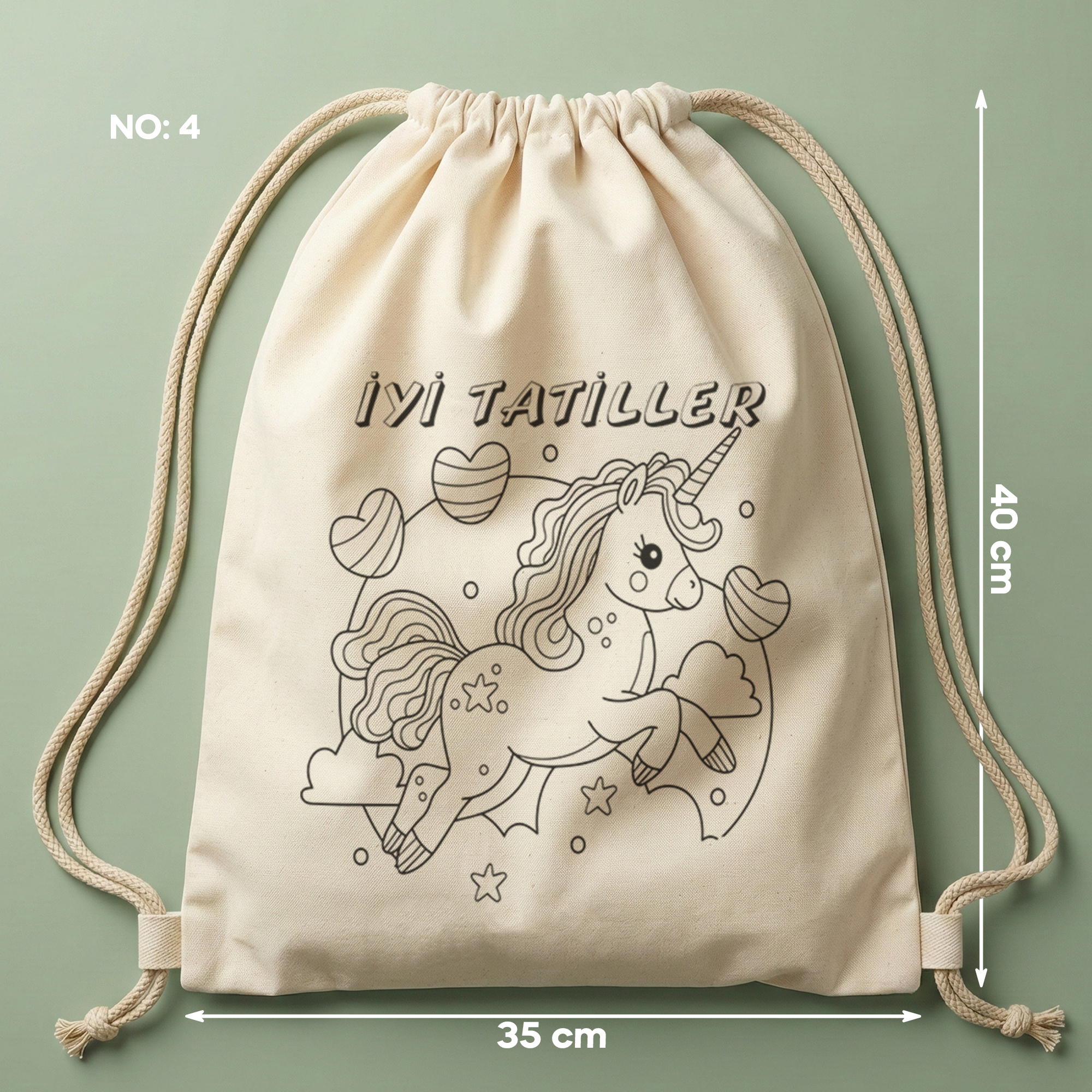Boyanabilir İyi Tatiller Çanta - Unicorn - No:4
