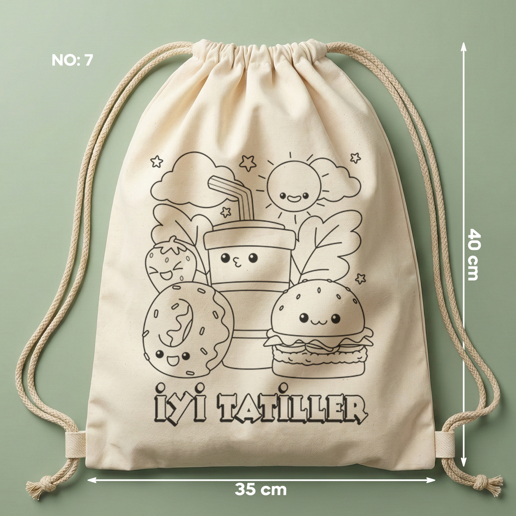 Boyanabilir İyi Tatiller Çanta - Kawaii Yiyecekler - No:7