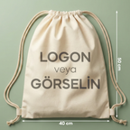 Büzgülü Ham Bez Çanta (Özelleştirilebilir) - 40x50 cm