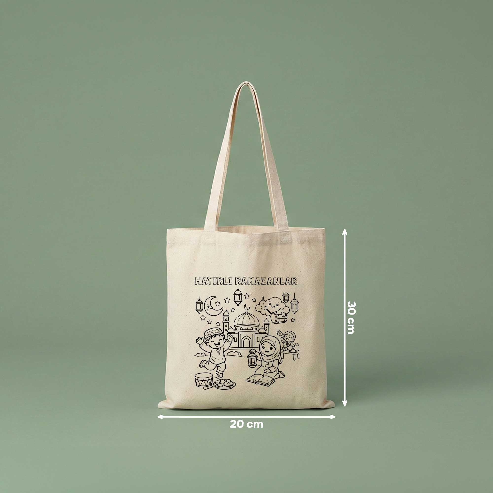 Boyanabilir Ramazan Çantası (20x30cm) - 10 Farklı Tasarım (toplam 10 adet)