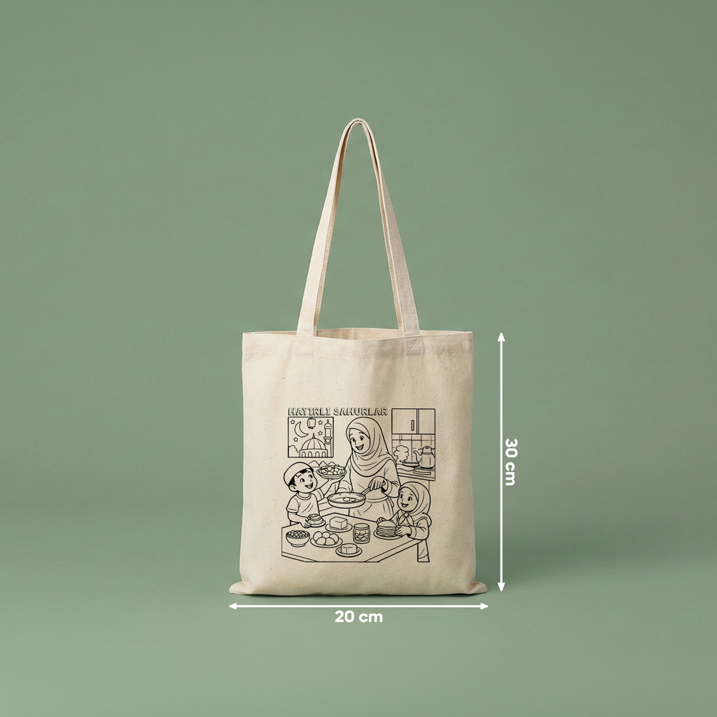 Boyanabilir Ramazan Çantası (20x30cm) - 10 Farklı Tasarım (toplam 10 adet)