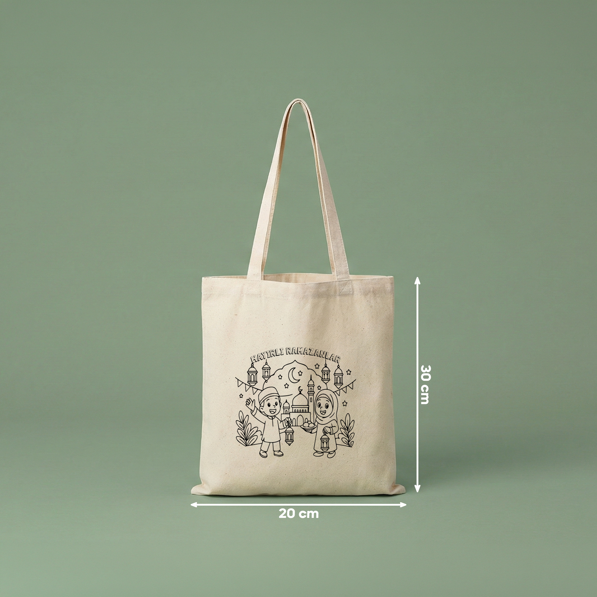 Boyanabilir Ramazan Çantası (20x30cm) - 10 Farklı Tasarım (toplam 10 adet)