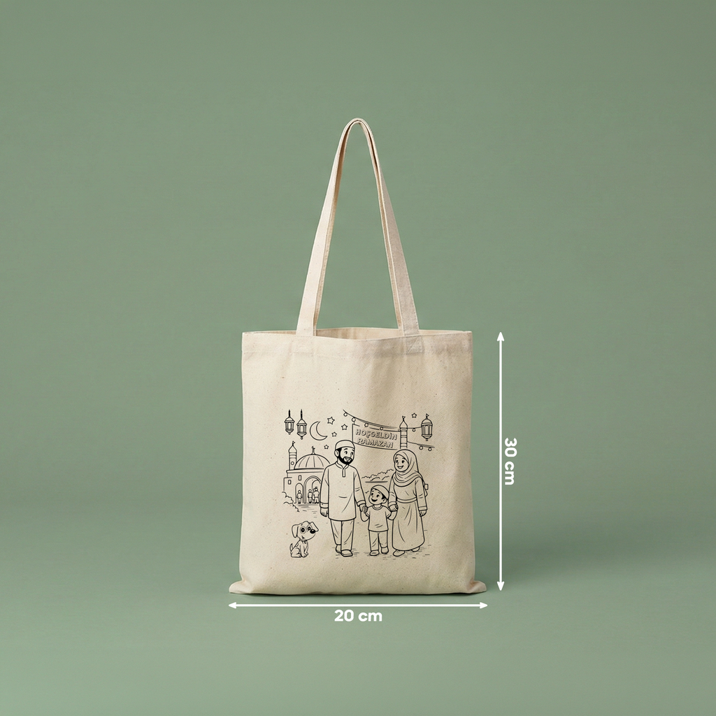 Boyanabilir Ramazan Çantası (20x30cm) - 10 Farklı Tasarım (toplam 10 adet)
