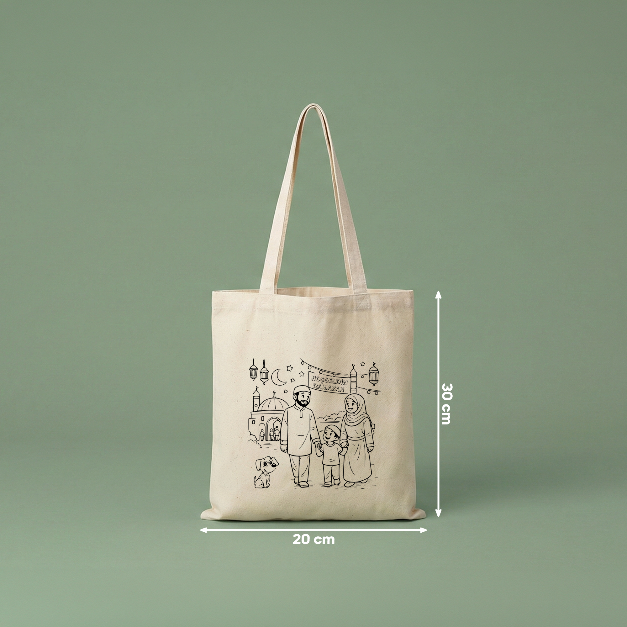 Boyanabilir Ramazan Çantası (20x30cm) - 10 Farklı Tasarım (toplam 10 adet)