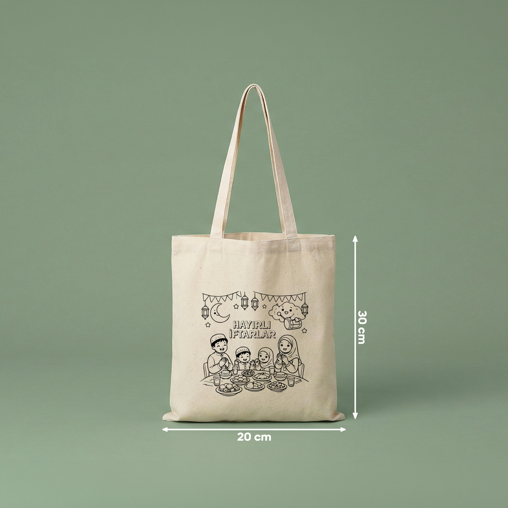 Boyanabilir Ramazan Çantası (20x30cm) - 10 Farklı Tasarım (toplam 10 adet)