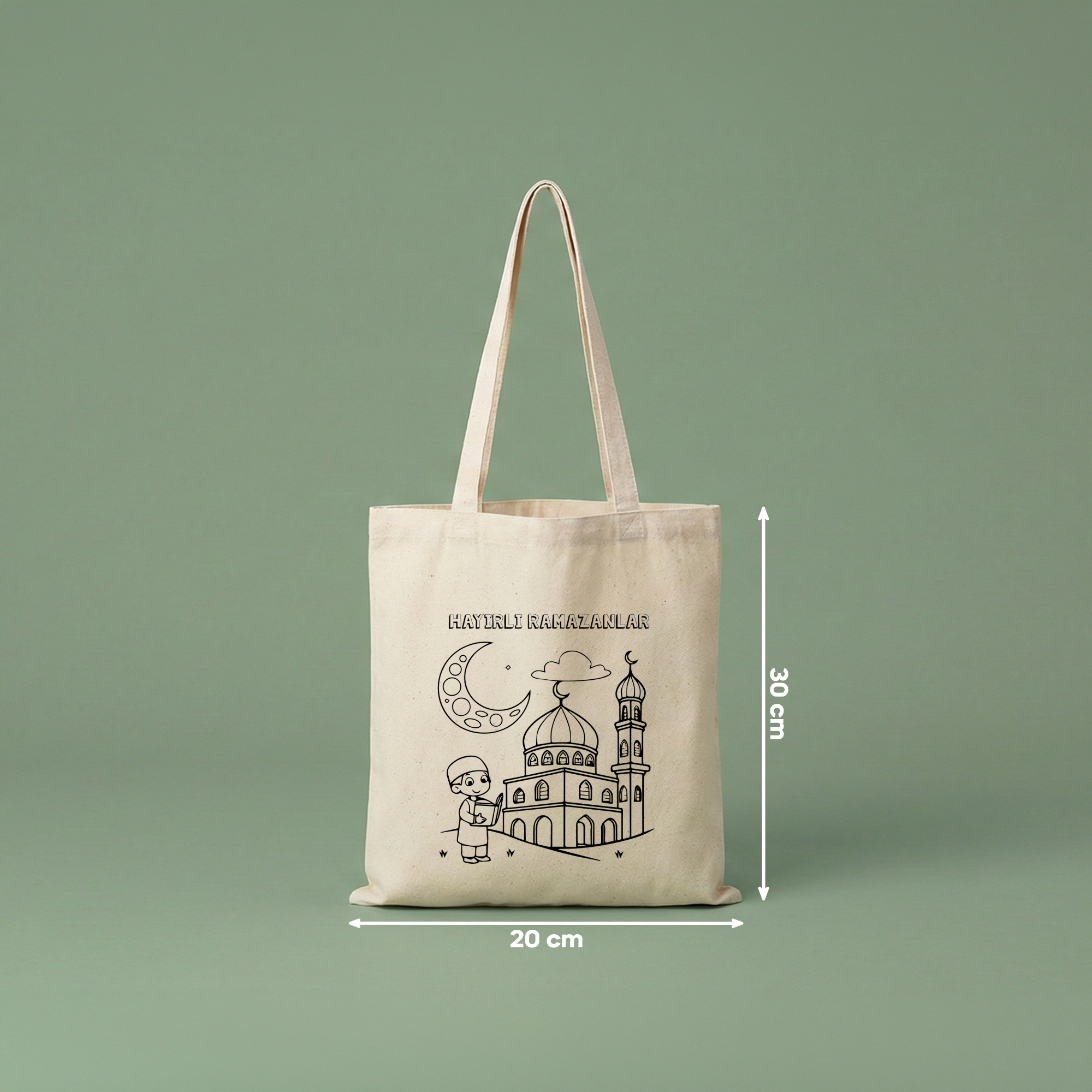 Boyanabilir Ramazan Çantası (20x30cm) - 10 Farklı Tasarım (toplam 10 adet)