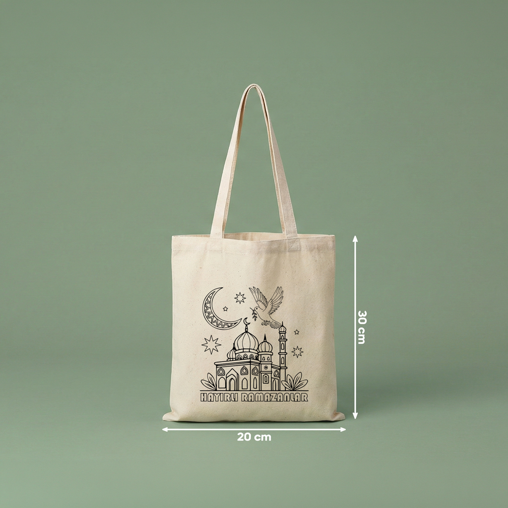 Boyanabilir Ramazan Çantası (20x30cm) - 10 Farklı Tasarım (toplam 10 adet)